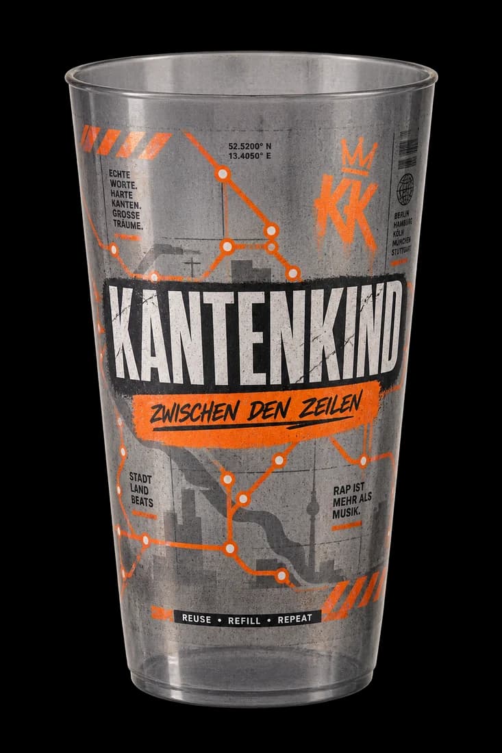Mehrwegbecher im Deutschrap-Stil von Kantenkind